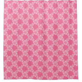 bloemmotief roze raster douchegordijn
