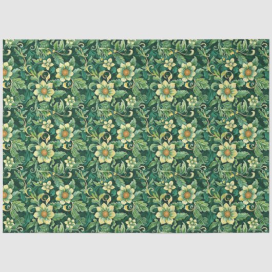 Bloemmotief Smaragdgroene Wijnranken Decoupage Tissuepapier (Voorkant)