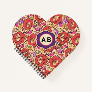 Bloemmotief-spiraalnotitieboek met Lucky Eye Notitieboek