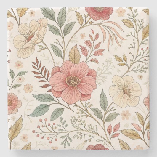 Bloemmotief  stenen onderzetter (Voorkant)