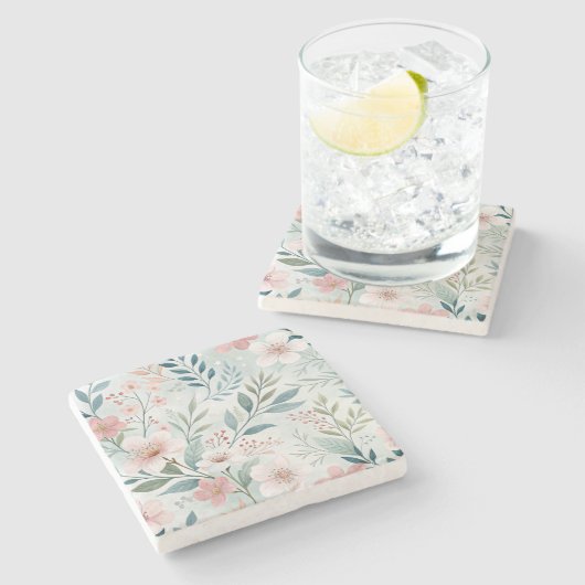 Bloemmotief Stenen Onderzetter (Zijkant)