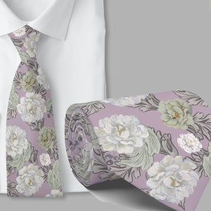Bloemmotief Stof Mauve Grote Bloemen Das