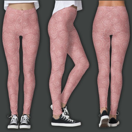 Bloemmotief | Stof Roze Leggings