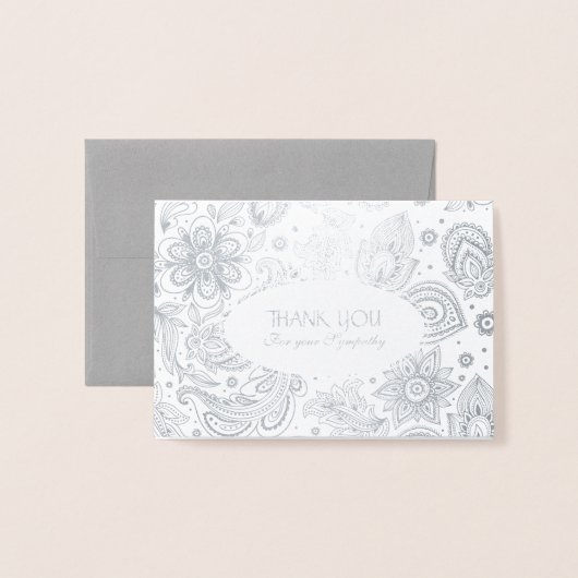  bloemmotief sympathie dank u folie kaarten (Voorkant met envelop)