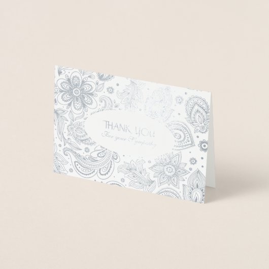 bloemmotief sympathie dank u folie kaarten (Voorkant)
