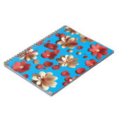 Bloemmotief tegen een serene blauwe achtergrond notitieboek (Linkerzijde)