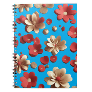 Bloemmotief tegen een serene blauwe achtergrond notitieboek