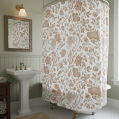 Bloemmotief Terracotta Toile Douchegordijn