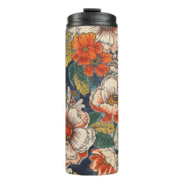 Bloemmotief thermische tumblers thermosbeker