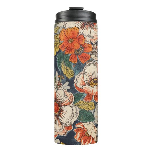 Bloemmotief thermische tumblers thermosbeker (Voorkant)