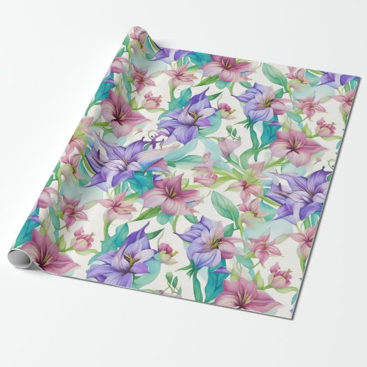 Bloemmotief Tiare Bloemen Cadeaupapier (Uitgerold)