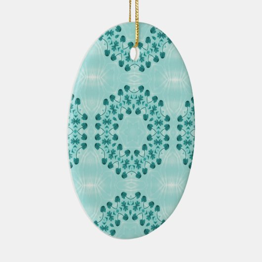 Bloemmotief, turkooisblauw keramisch ornament (Rechts)