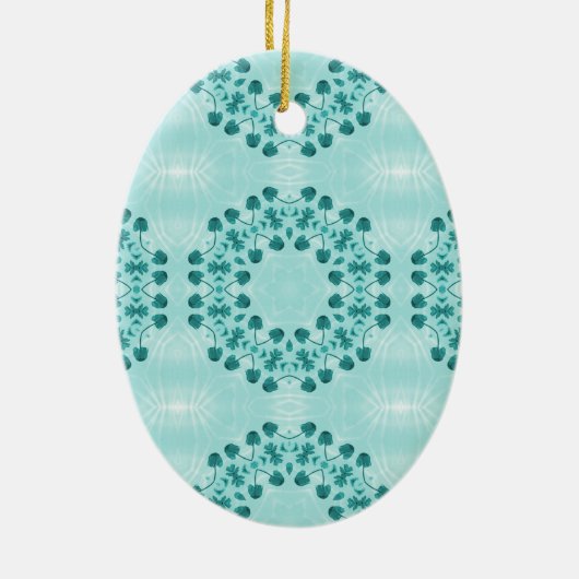 Bloemmotief, turkooisblauw keramisch ornament (Achterkant)