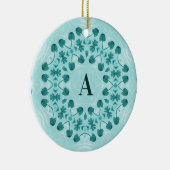 Bloemmotief, Turkooisblauwe Initiaal Keramisch Ornament (Rechts)