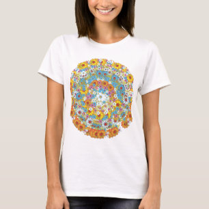 Bloemmotief uit de jaren 60 t-shirt