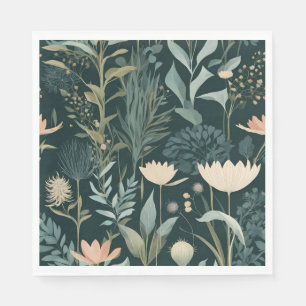 Bloemmotief van de botanische tuin op een donkere  servet