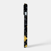 Bloemmotief van gouden ster. iPhone 15 case (Linkerkant)