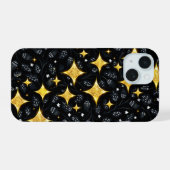 Bloemmotief van gouden ster. iPhone 15 case (Achterkant horizontaal)