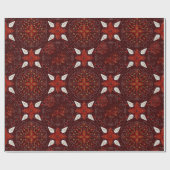 Bloemmotief van rood en wit op bordeauxrood cadeaupapier (Vlak)