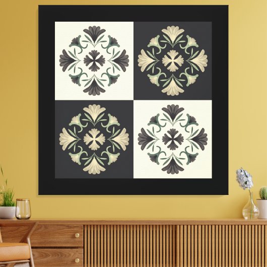 bloemmotief van tegel canvas afdruk (Insitu (Woonkamer))