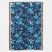 Bloemmotief Vintage blauwe rozen Deken (Voorkant Verticaal)
