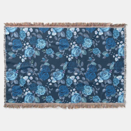 Bloemmotief Vintage blauwe rozen Deken (Voorkant)