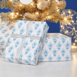 Bloemmotief   Vintage Blauwe Toile Cadeaupapier