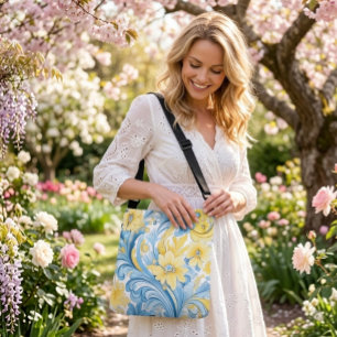 Bloemmotief volkskunstpatroon crossbody tas