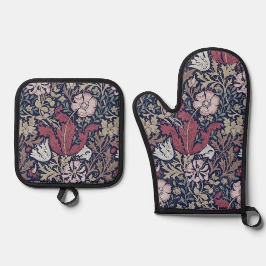 Bloemmotief, William Morris Ovenwant & Pannenlap Set (Voorkant)