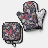 Bloemmotief, William Morris Ovenwant & Pannenlap Set (Voorkant / Achterkant)