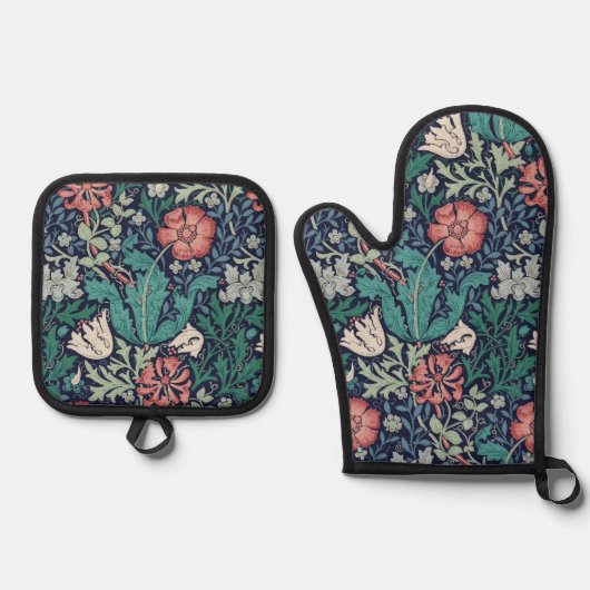 Bloemmotief, William Morris Ovenwant & Pannenlap Set (Voorkant)