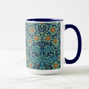 Bloemmotief William Morris Rood Geel Blauw Groen Mok