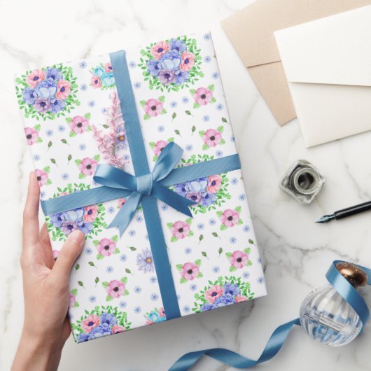  bloemmotief wit cadeaupapier (Geschenken)