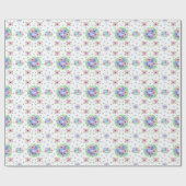  bloemmotief wit cadeaupapier (Vlak)