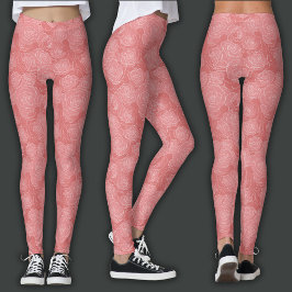 Bloemmotief | Zachte Roze Roos Leggings