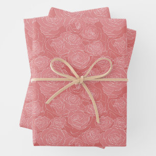 Bloemmotief Zachte Roze Rozen Inpakpapier Vel