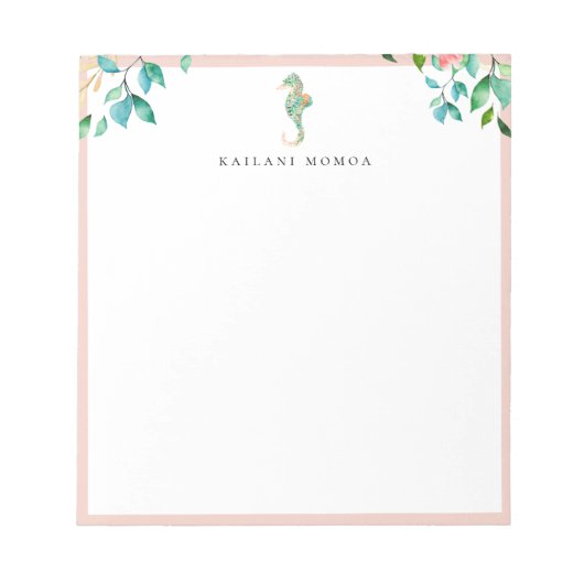 Bloemmotief Zeepaardje Blush Frame Notitieblok (Voorkant)