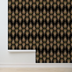 bloemmotief zwart kleur peel en stick behang
