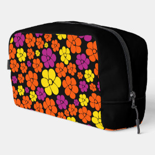 Bloemmotief - Zwart, Roze, Oranje en Geel Toilettasje