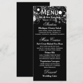 Bloemmotief Zwart/Wit - Ontvangsmenu Menu (Voorkant / Achterkant)