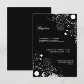 Bloemmotief Zwart/Wit - Ontvangst Uitnodiging (Voorkant / Achterkant)