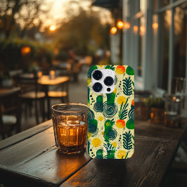 Bloemmotieven en Bladeren met Eigen Naam Case-Mate iPhone 14 Pro Hoesje