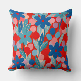 Bloemmotieven in rood patroon kussen