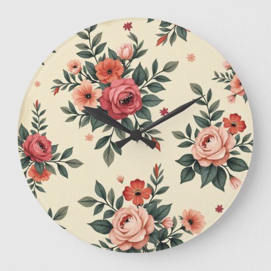  bloemmotieven met klassieke elegantie grote klok (Voorkant)