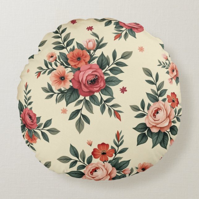  bloemmotieven met klassieke elegantie rond kussen (Voorkant)