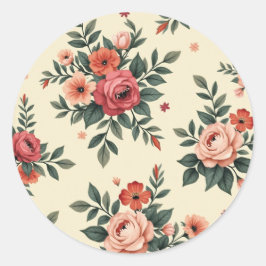  bloemmotieven met klassieke elegantie ronde sticker