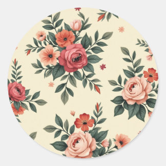 bloemmotieven met klassieke elegantie ronde sticker