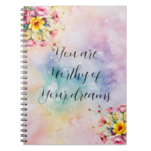 Bloemmotivatienotitieboekje | Esthetisch Pastel