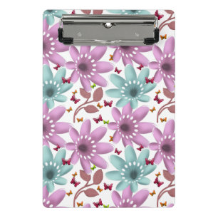 Bloemmotyl Naadloos Patroon Roze en Mint Mini Klembord