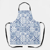 Bloemmozaïek, Blauw Mozaïekpatroon Schort (Voorkant)